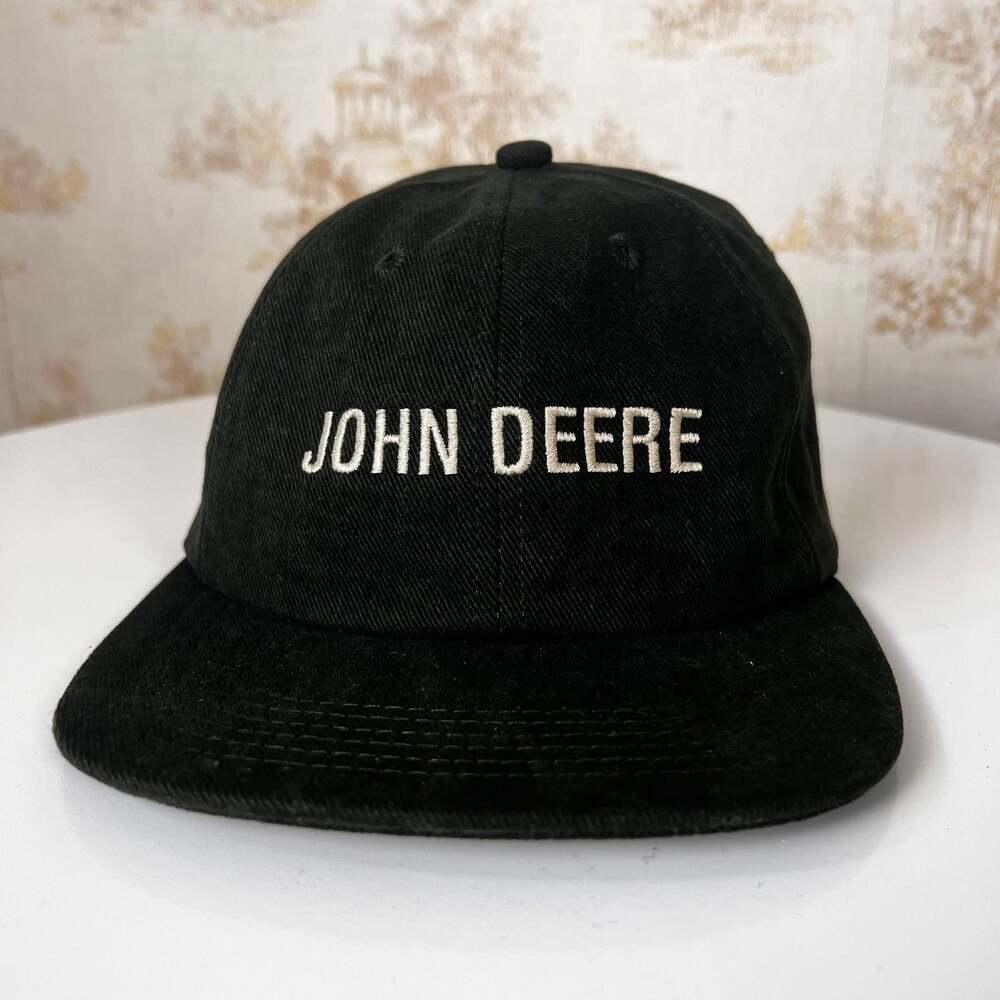 90s John Deere Spellout Faded Black SnapBack | OSFA